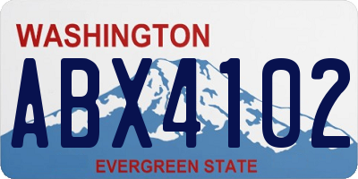WA license plate ABX4102