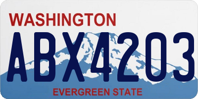 WA license plate ABX4203
