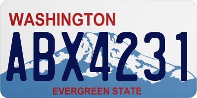 WA license plate ABX4231