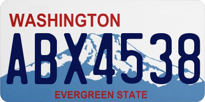 WA license plate ABX4538