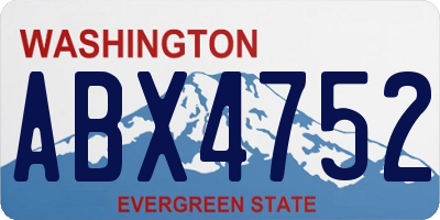 WA license plate ABX4752