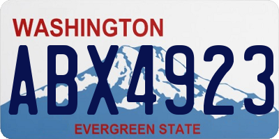 WA license plate ABX4923