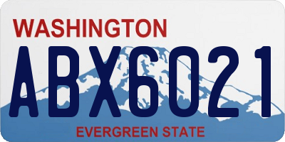 WA license plate ABX6021