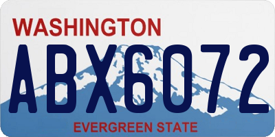WA license plate ABX6072