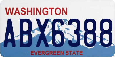 WA license plate ABX6388
