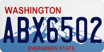 WA license plate ABX6502