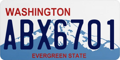 WA license plate ABX6701