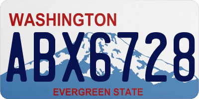 WA license plate ABX6728