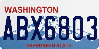 WA license plate ABX6803
