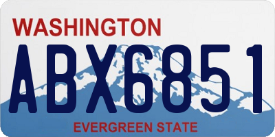 WA license plate ABX6851