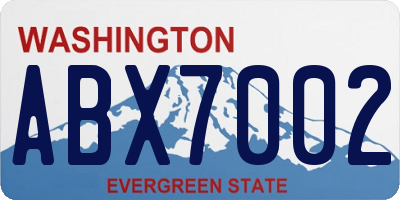 WA license plate ABX7002