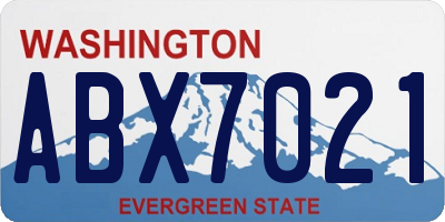 WA license plate ABX7021