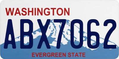 WA license plate ABX7062