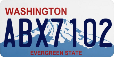 WA license plate ABX7102
