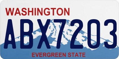 WA license plate ABX7203
