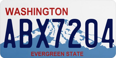 WA license plate ABX7204