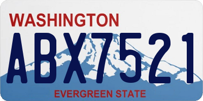 WA license plate ABX7521