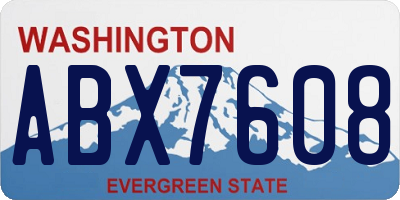 WA license plate ABX7608