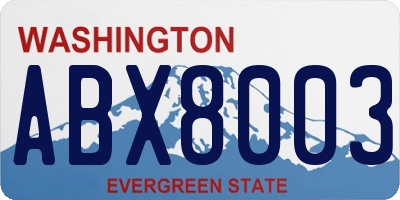 WA license plate ABX8003