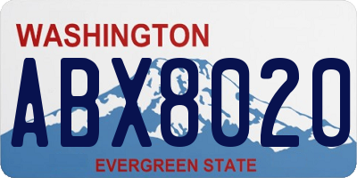 WA license plate ABX8020