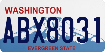 WA license plate ABX8031
