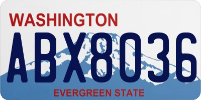 WA license plate ABX8036