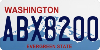 WA license plate ABX8200