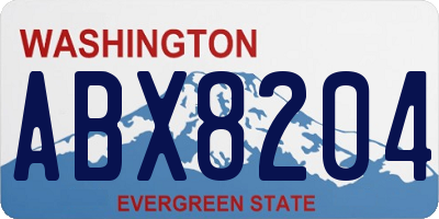 WA license plate ABX8204