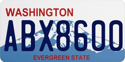 WA license plate ABX8600