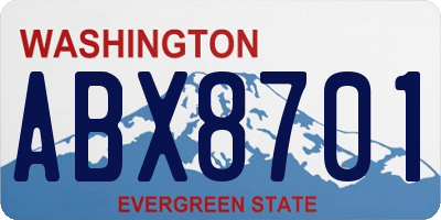 WA license plate ABX8701