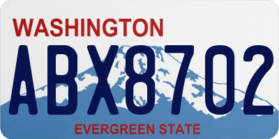 WA license plate ABX8702