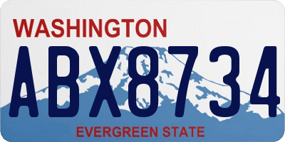 WA license plate ABX8734