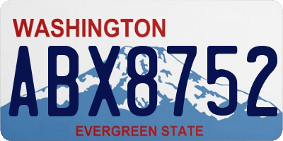 WA license plate ABX8752