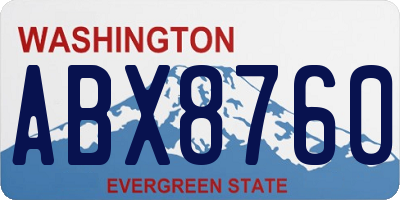 WA license plate ABX8760