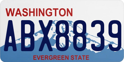 WA license plate ABX8839