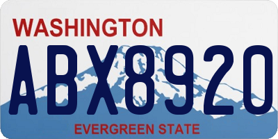 WA license plate ABX8920