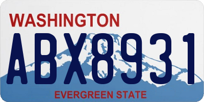 WA license plate ABX8931