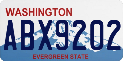 WA license plate ABX9202