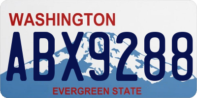 WA license plate ABX9288