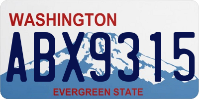 WA license plate ABX9315