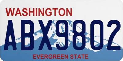WA license plate ABX9802