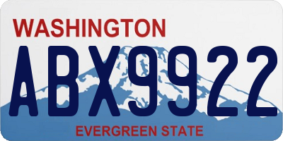 WA license plate ABX9922