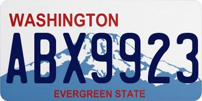 WA license plate ABX9923