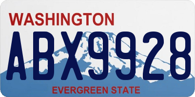 WA license plate ABX9928