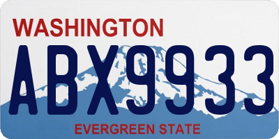 WA license plate ABX9933
