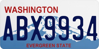 WA license plate ABX9934