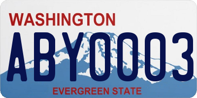 WA license plate ABY0003