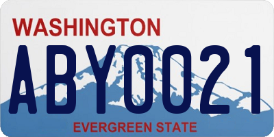 WA license plate ABY0021