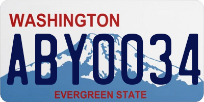 WA license plate ABY0034