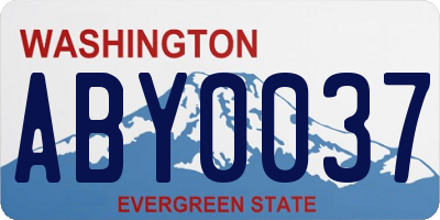 WA license plate ABY0037